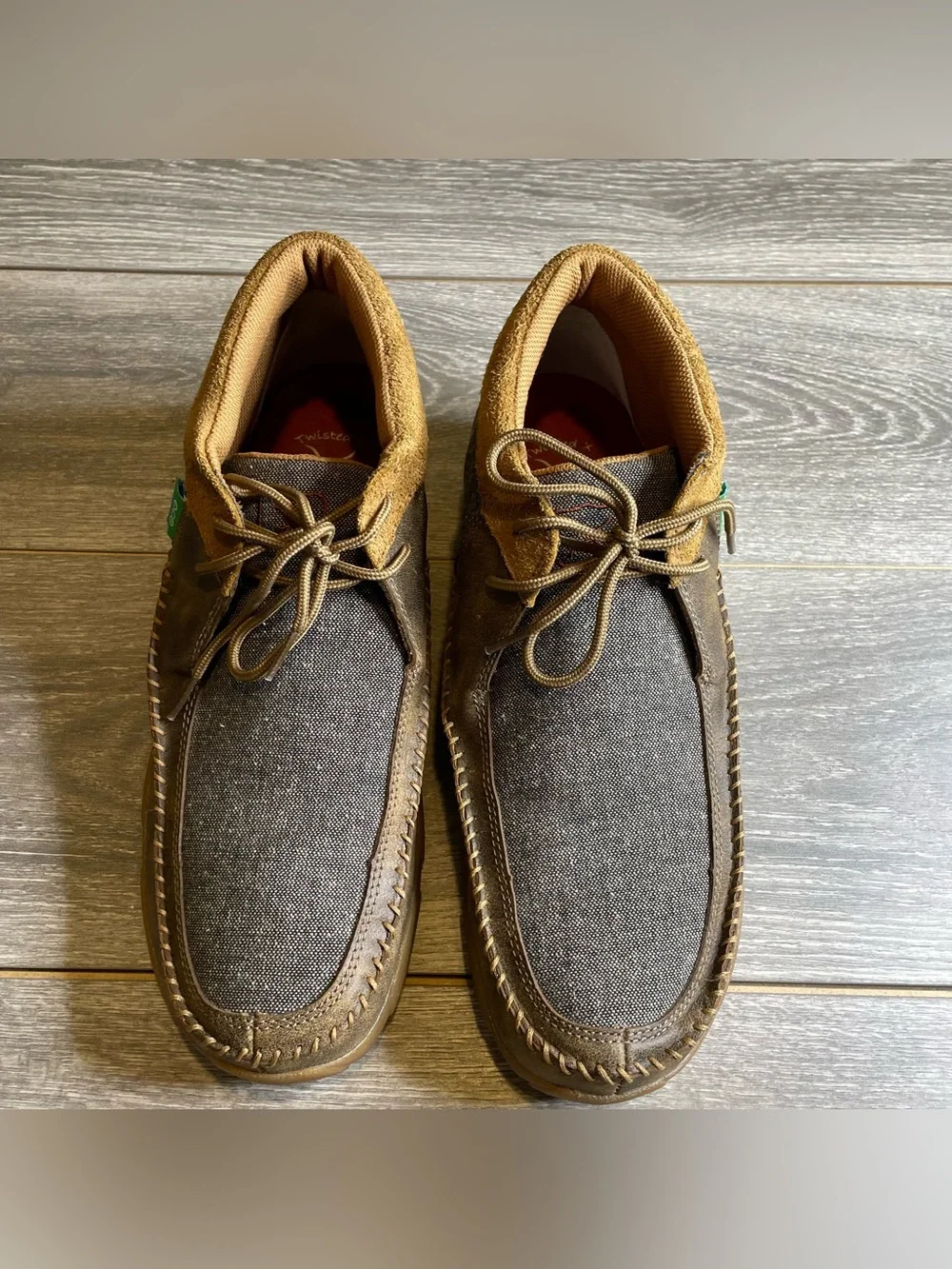 Twisted X Men's MDM0070 Eco Mocs Size 12W Brown Leather Tweed Chukka
